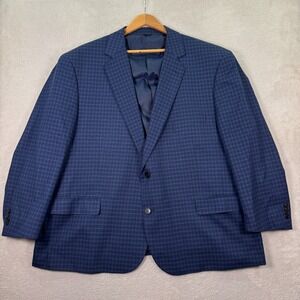 NEW Oak Hill Men's 3XL 54/56R Blazer Jacket Bright Blue Check Sport Coat Casual